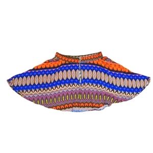 LILY White BOHO Flowy Skirt Size Medium Casual Bold Pattern Blue Orange Summer